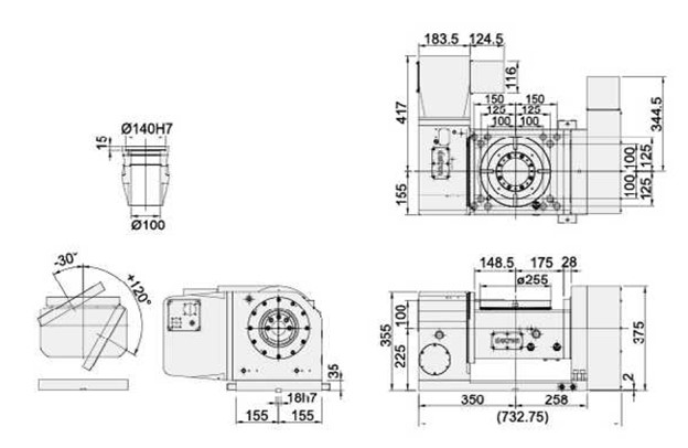Наклонно-поворотный стол  с ЧПУ NFA-255H